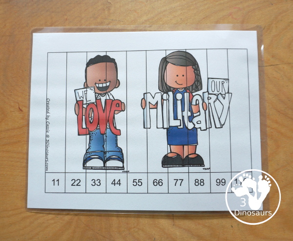 Free Veteran's Day Skip Counting Puzzles: Skip Count by 2, 5, 10 & 11 - fun skip counting puzzles with military people in the puzzles and an easy way to work on skip counting. - 3Dinosaurs.com