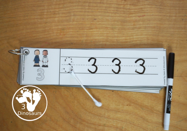 Free Veteran's Day Number Tracing Strips - with numbers 0 to 20. You can trace the numbers and an example of how to trace the numbers on the strips, plus a military theme on each tracing strip. - 3Dinosaurs.com