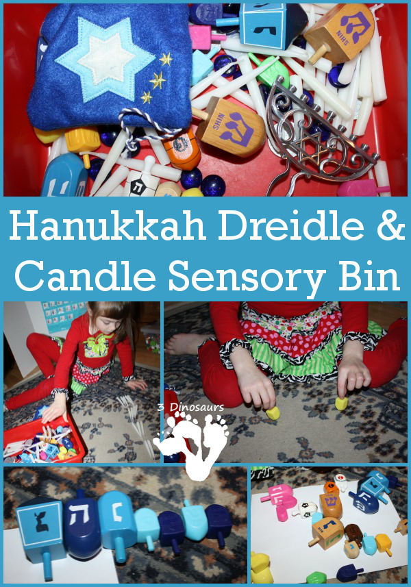 Hanukkah Dreidel & Candle Sensory Bin - 3Dinosaurs.com
