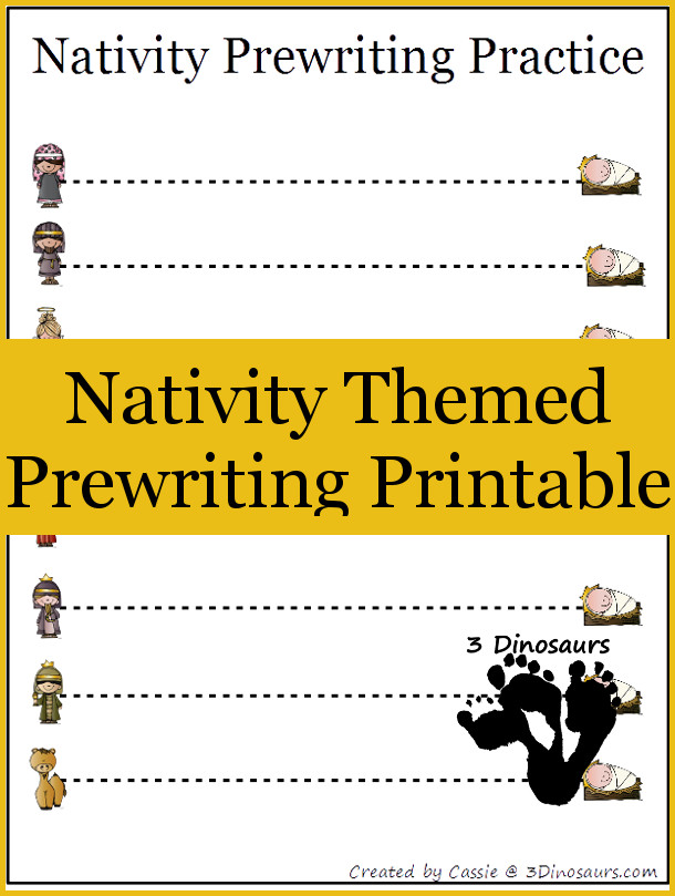 Free Nativity Theme Prewriting Printable - 3Dinosaurs.com