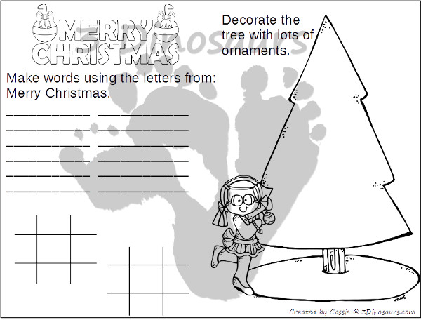 Free Christmas Themed Placemats - has 7 fun place mats with different activities on the placemats to use with kids. - 3Dinosaurs.com