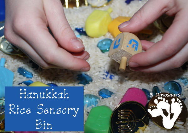 Hanukkah Rice Sensory Bin - 3Dinosaurs.com