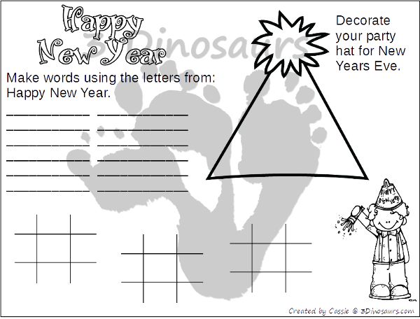 Free New Years Eve Placemats - 4 different placemats to pick from - 3Dinosaurs.com