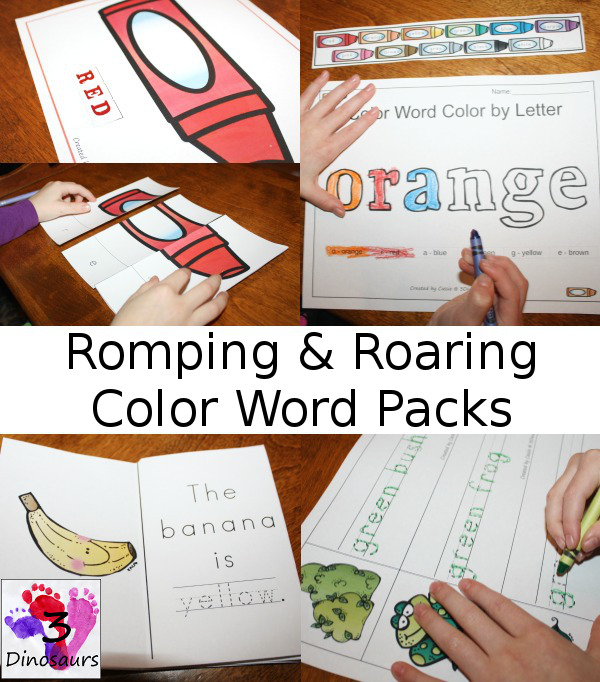 Romping & Roaring Color Word Packs - 3Dinosaurs.com