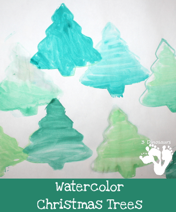 Watercolor Christmas Trees - 3Dinosaurs.com