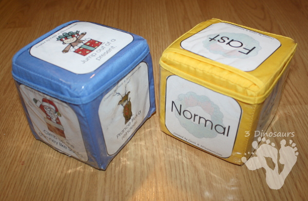 Free Christmas Gross Motor Dice - 2 sets of dice for kids to get moving and with Christmas Themes - 3Dinosaurs.com