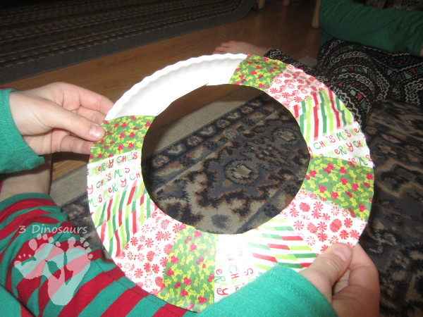 Super Easy Washi Tape Wreaths - a great way to make a wreath and work on fine motor - 3Dinosaurs.com