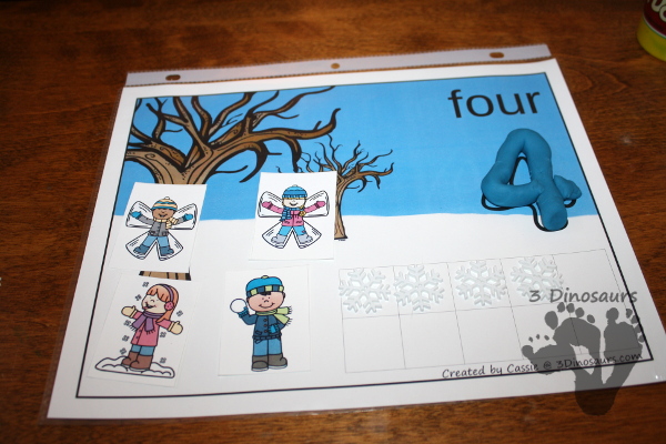 FREE Easy to Use Hands-On Winter Counting Mats: numbers 1 to 10 with ten frames and counting items - 3Dinosaurs.com