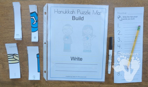 Free Hanukkah Themed Word Puzzles - 8 different Hanukkah themed word puzzles - 3Dinosaurs.com #freeprintable #hanukkahprintables #writingforkids