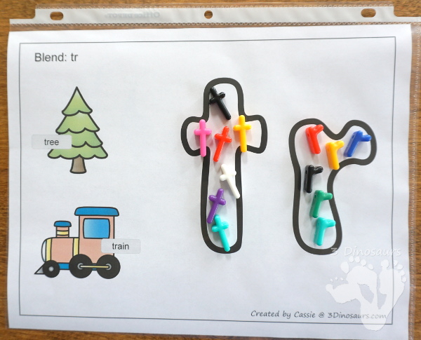 Free Blends Playdough Mats - 21 mats with beginning sounds with two match pictures for the blend - 3Dinosaurs.com