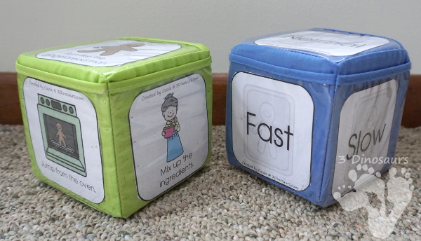 Free Run Run As Fast As You Can With The Gingerbread Man Gross Motor Dice - 6 movements and a speed dice included and goes great with almost all gingerbread man stories - 3Dinosaurs.com