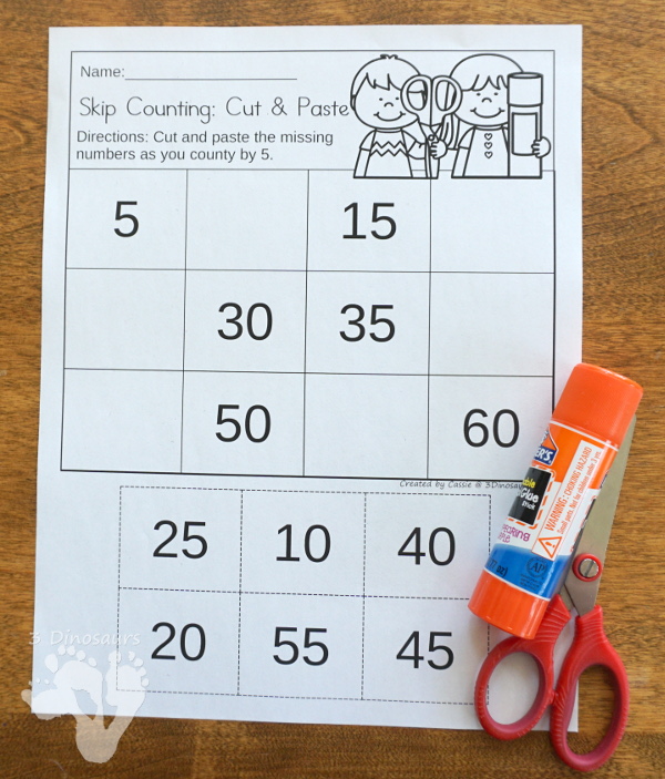 Free Gingerbread Skip Counting Cut & Paste - skip counting 2 to 12 with 4 pages of printables - 3Dinosaurs.com