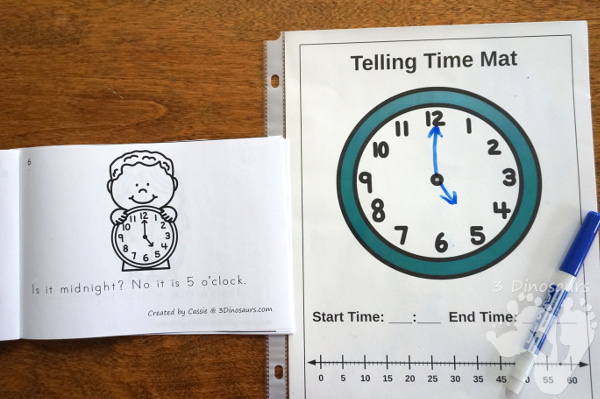 Free New Year's Eve Is It Midnight Easy Reader Book - a fun 14 page book with clocks asking if it is midnight - 3Dinosaurs.com