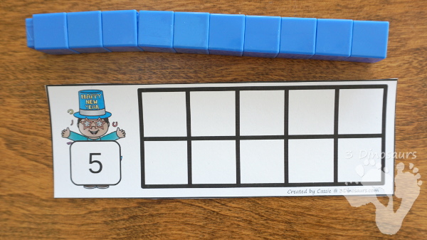 Free New Years Ten Frame - 2 sets with numbers 1 to 10 with filled out and blank options - 3Dinosaurs.com