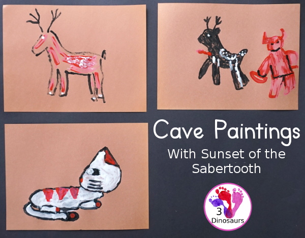 Cave Painting with Sunset of the Sabertooth - a fun history painting activity that you can do with the Magic Tree House Book - 3Dinosaurs.com