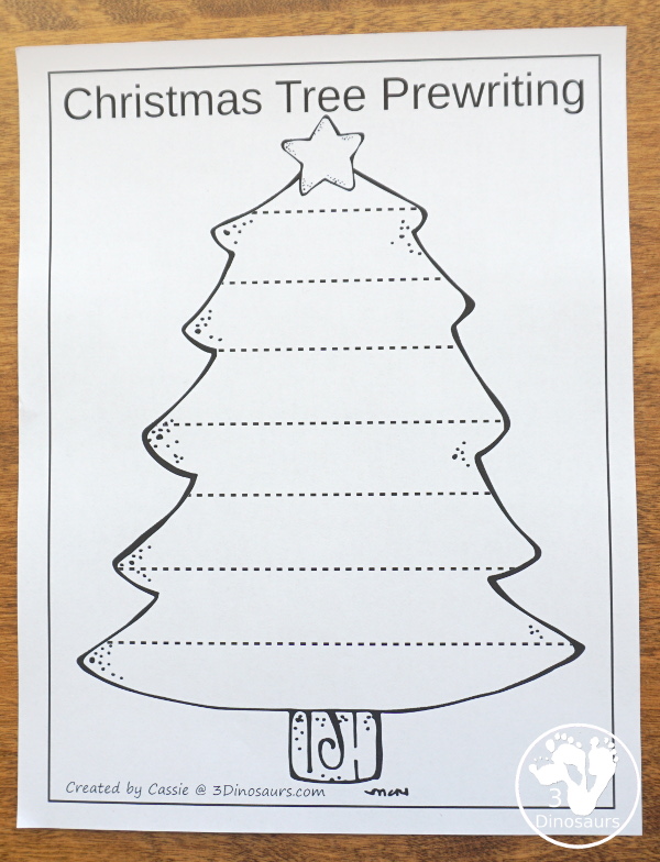 Free Christmas Tree Prewriting - 4 pages of no-prep prewriting with a Christmas Tree theme - 3Dinosaurs.com
