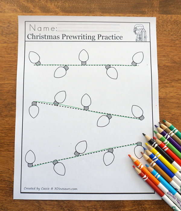 Christmas Prewriting in the Christmas Activity pack - 3Dinosaurs.com