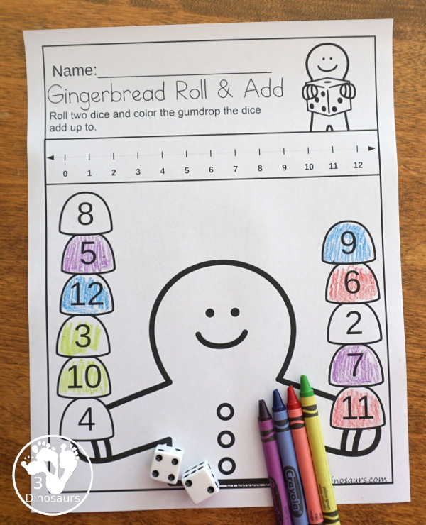 Gingerbread Pack for PreK & Kindergarten - with activities for different ages all-around a Gingerbread Man theme. There is a mix of hands-on and no-prep printables for kids to learn with - 3Dinosaurs.com