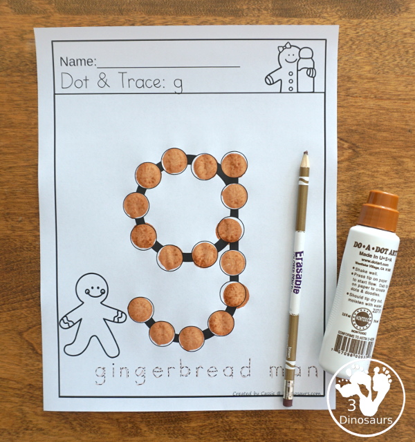 Gingerbread Pack for PreK & Kindergarten - with activities for different ages all-around a Gingerbread Man theme. There is a mix of hands-on and no-prep printables for kids to learn with - 3Dinosaurs.com