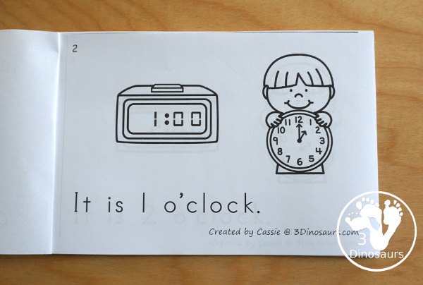 Free Hourly Telling Time Easy Reader Book - A great way to work on hourly time with reading and seeing the digital and analog clocks. There is also a version with fill in the digital clock and analog clocks. - 3Dinosaurs.com