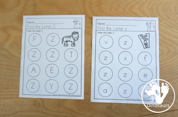 Free Simple A to Z Letter Find for the Whole Alphabet - You have uppercase and lowercase letter finds with 6 letters to find on each page. Super simple layout and easy to use - 3Dinosaurs.com