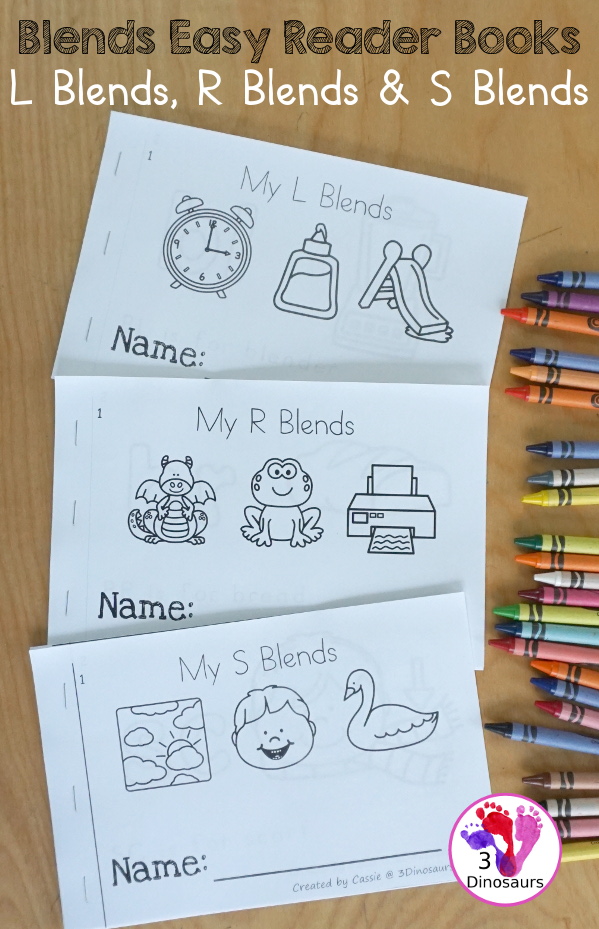 Free Blends Easy Reader Books: L Blends, R Blends, S Blends - three easy reader books that focus on the different types of beginning consonant blends - 3Dinosaurs.com