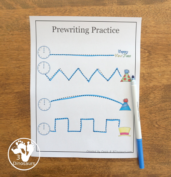 Free New Years Packs for Tot, Preschool, PreK and Kindergarten - with a mix of hands-on and no-prep activities for New Years - 3Dinosaurs.com