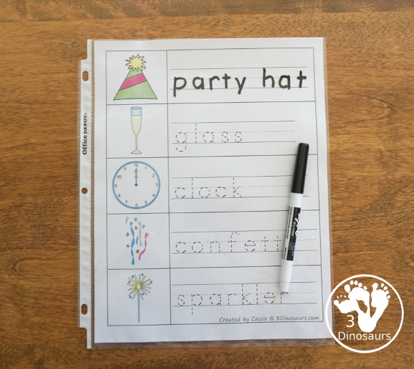 Free New Years Packs for Tot, Preschool, PreK and Kindergarten - with a mix of hands-on and no-prep activities for New Years - 3Dinosaurs.com