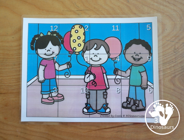 Free Number Counting Fingers Puzzle - counting from 1 to 12 with fingers and a matching puzzles. A simple way to counting and match numbers - 3Dinosaurs.com