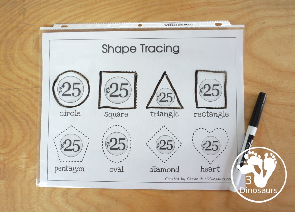 Free Romping & Roaring Q Pack: Letter Q is for Quarter  - a letter Q pack that has prewriting, finding letters, tracing letters, coloring pages, shapes, puzzles and more - 3Dinosaurs.com