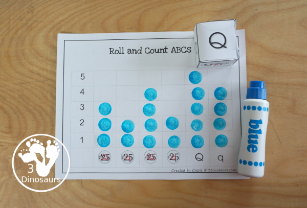 Free Romping & Roaring Q Pack: Letter Q is for Quarter  - a letter Q pack that has prewriting, finding letters, tracing letters, coloring pages, shapes, puzzles and more - 3Dinosaurs.com