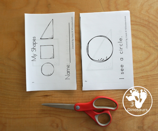 Free Shapes Easy Reader Book Printable - a fun 13 page easy reader book with 12 shapes for kids to learn - 3Dinosaurs.com