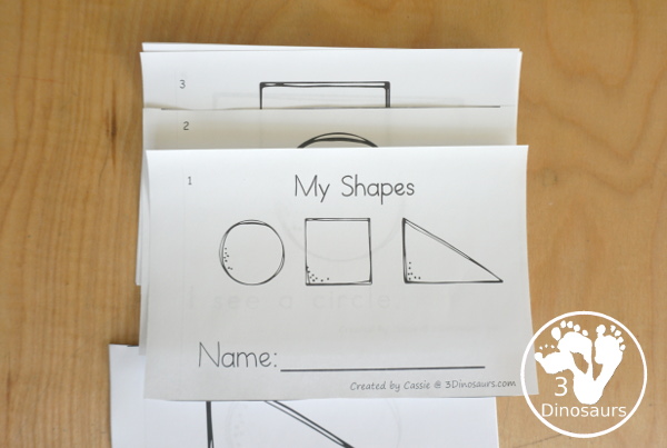 Free Shapes Easy Reader Book Printable - a fun 13 page easy reader book with 12 shapes for kids to learn - 3Dinosaurs.com