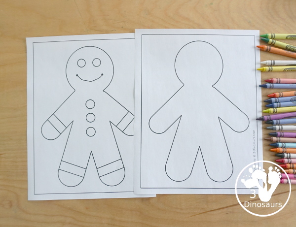 Free Gingerbread Man Fine motor Mats  - with gingerbread templates, gingerbread tracing mat, gingerbread dot marker mat all to work on fine motor skills for any gingerbread theme- 3Dinosaurs.com