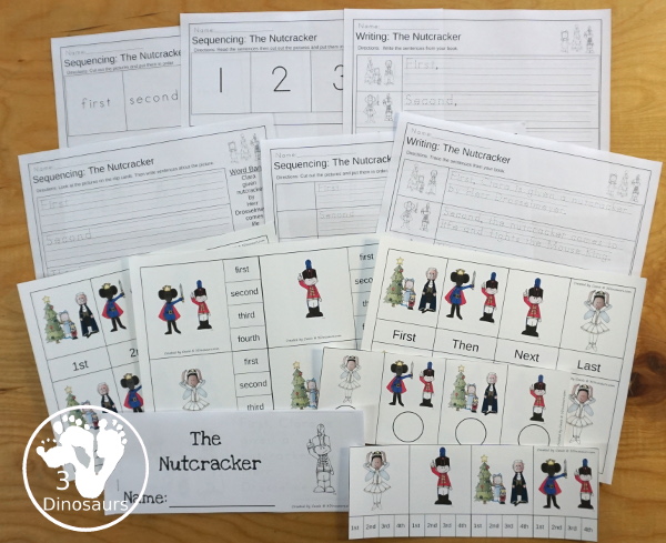 Sequencing: The Nutcracker with clip cards, task cards, no-prep worksheets, writing activities and easy reader books $ - 3Dinosaurs.com #sequencingforkids