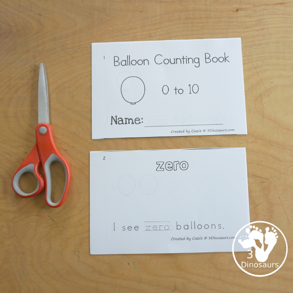 Free Balloon Number Word Counting Book Printable - with numbers from - to 10 for tracing, coloring, and counting balloon - 3Dinosaurs.com