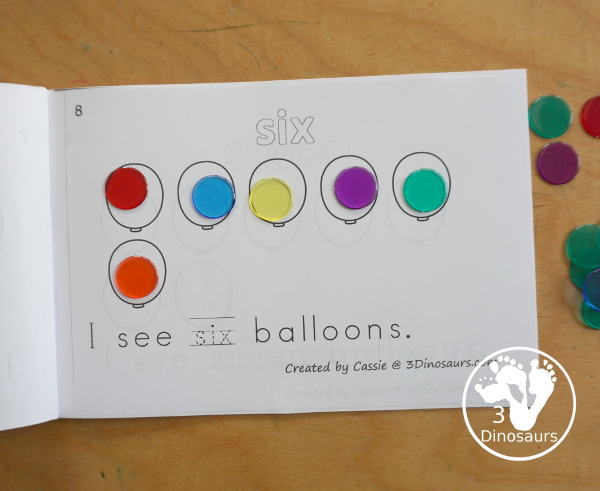 Free Balloon Number Word Counting Book Printable - with numbers from - to 10 for tracing, coloring, and counting balloon - 3Dinosaurs.com