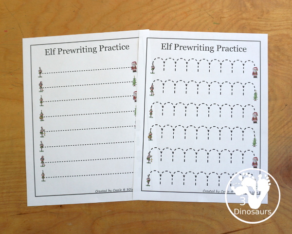 Free Elf Prewriting Printables with 28 different prewriting printables with and elf and Christmas theme - 3Dinosaurs.com