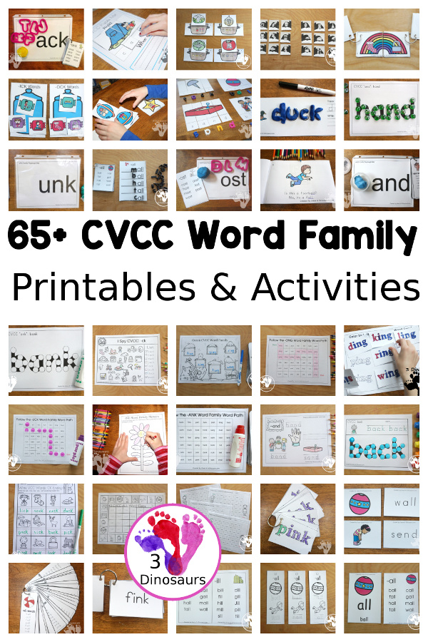CVCC Word Family Activities & Printables on 3Dinosaurs.com
