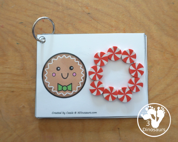 Free Gingerbread Shape Tracing Card Printable - has 12 shapes for kids to trace. You have a picture of the gingerbread man face with the shape, and then a shape to trace.  3Dinosaurs.com