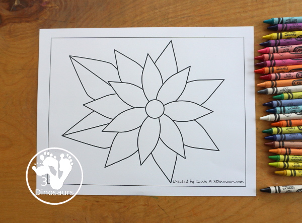 Free Poinsettia Fine Motor Mats - it has two poinsettia templates, a poinsettia tracing page, a poinsettia dot marker page, a poinsettia q-tip page, and a poinsettia template to cut out and make a poinsettia. A great fine motor set for kids - 3Dinosaurs.com