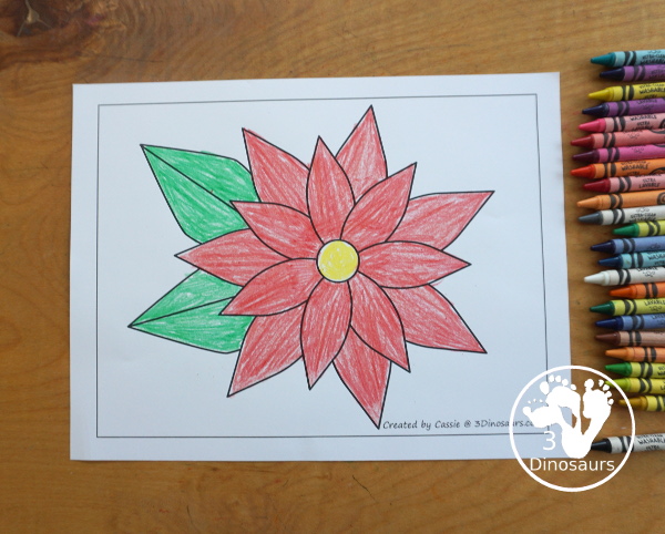Free Poinsettia Fine Motor Mats - it has two poinsettia templates, a poinsettia tracing page, a poinsettia dot marker page, a poinsettia q-tip page, and a poinsettia template to cut out and make a poinsettia. A great fine motor set for kids - 3Dinosaurs.com
