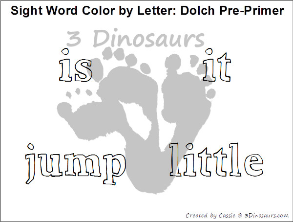 Free Sight Word Color by Letter: Dolch Sight Words: Preprimer, Primer, First Grade