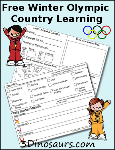 Free Winter Olympics Country Learning - 3Dinosaurs.com