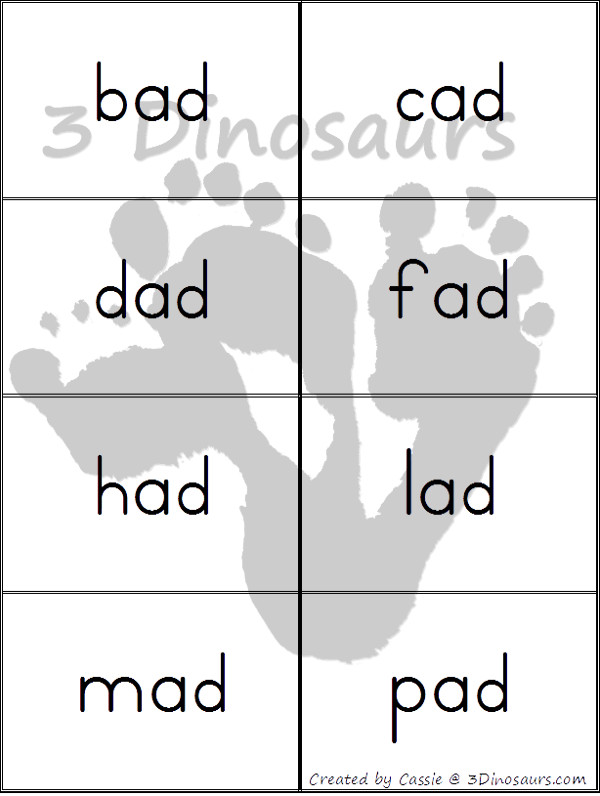 Free CVC Word Family Cards & Writing Practice - 3Dinosaurs.com