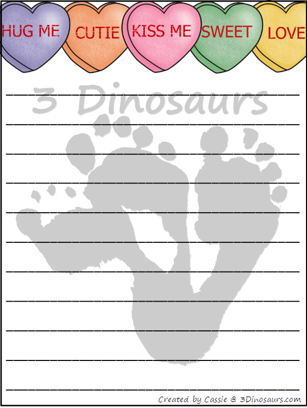 Free Valentines Writing Paper Printable - 3Dinosaurs.com