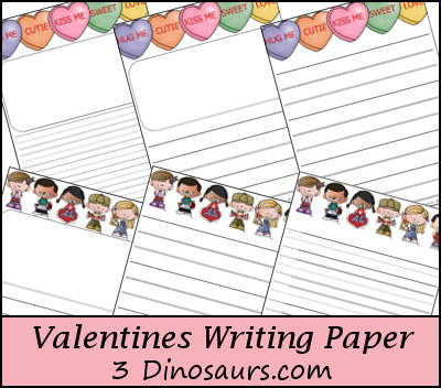 Free Valentines Writing Paper Printable - 3Dinosaurs.com