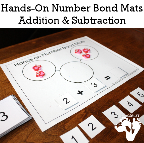 Free Hands on Number Bond Mats: Addition & Subtraction - 3Dinosaurs.com