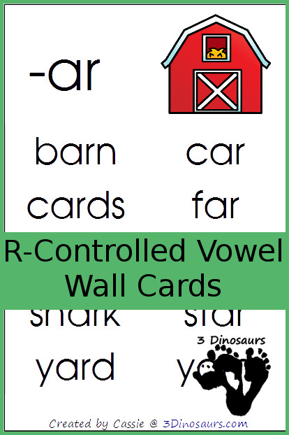 Free R-Controlled Vowel Wall Cards - 3Dinosaurs.com