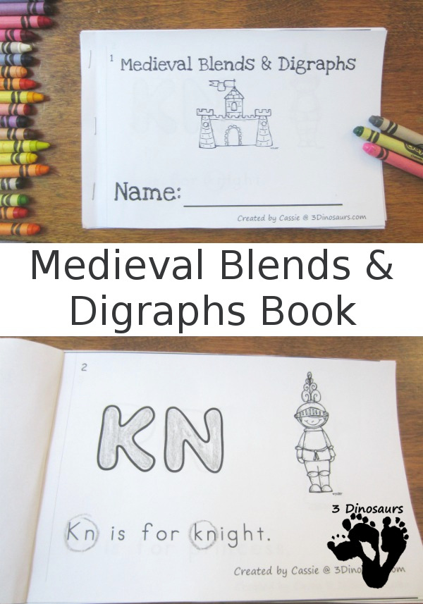 Free Medieval Blends & Digraphs Easy Reader Book - 10 page books with blends and digraphs that match the theme - 3Dinosaurs.com